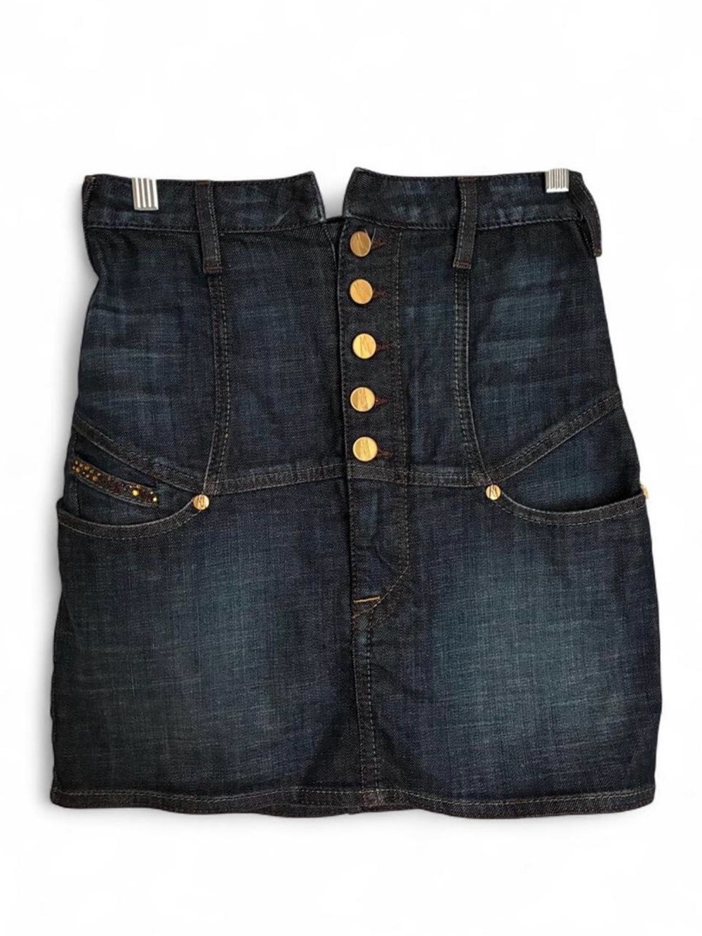 VINTAGE Marciano High Waisted Corset Dark Wash Denim Mini Skirt 🖤